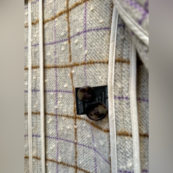 NWT Isabel Marant Etoile Lyra Grid Wool Jacket 34 One Button Roundneck Fitted - Picture 7 of 8